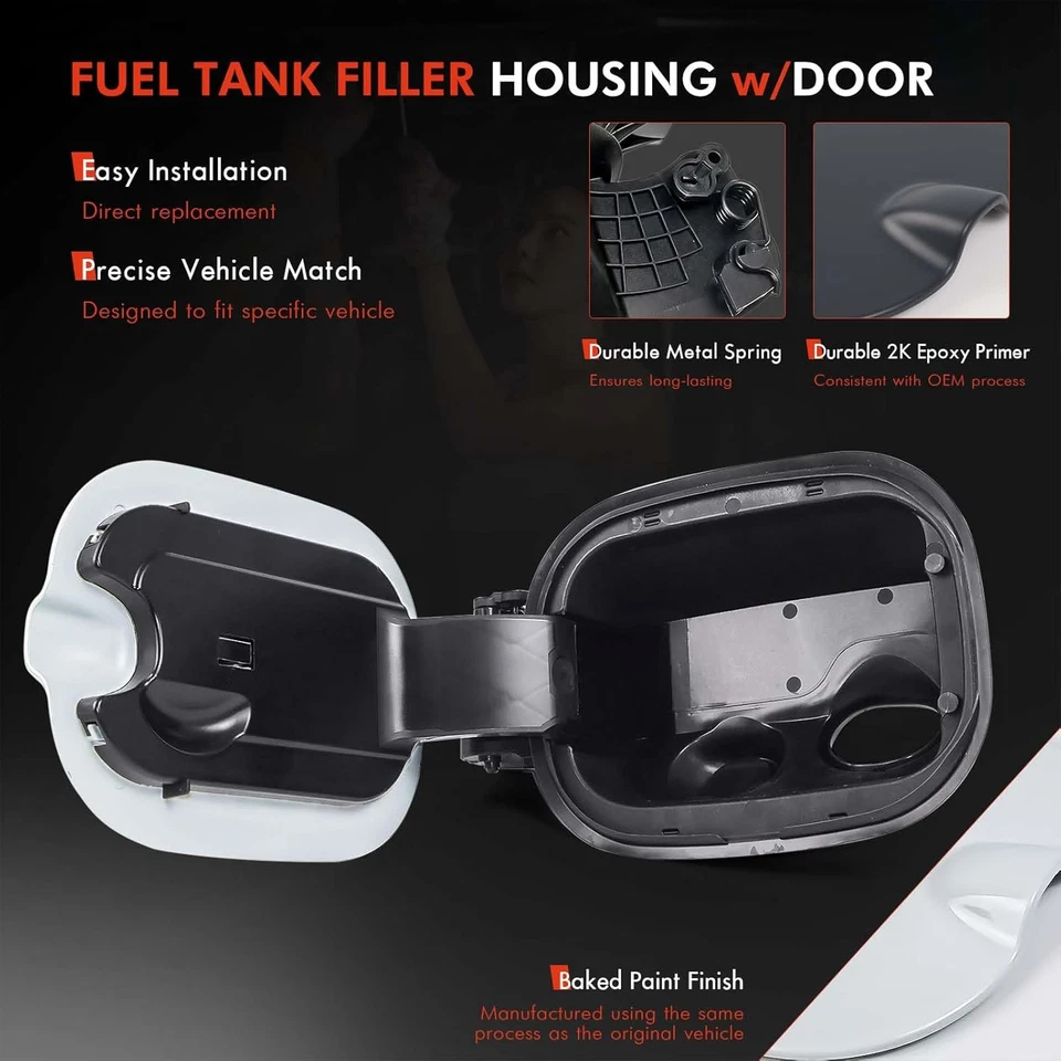 Carcaça de tubo de enchimento de tanque de combustível com tampa porta compatível com Chevy Silverado 1500 2019-20 - Imagem 4 de 4