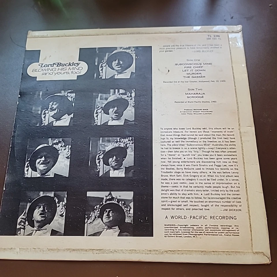Lord Buckley – Blowing His Mind (And Yours Too) Lp Fontana Uk Import - Image 2 of 4
