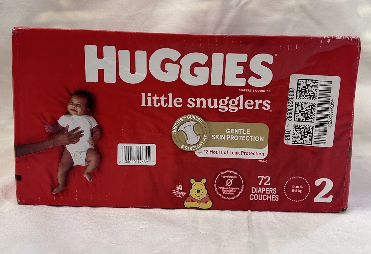 Huggies Little Snugglers Size 2 Diapers 72 Ct Leak Free Comfort 12-18 lbs
