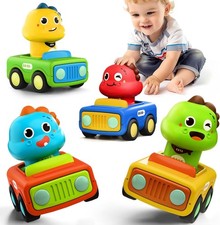 Dinosaur Car Toys for Toddlers 1-3, 3 Pcs Press and Go Cars for Boy Gifts
