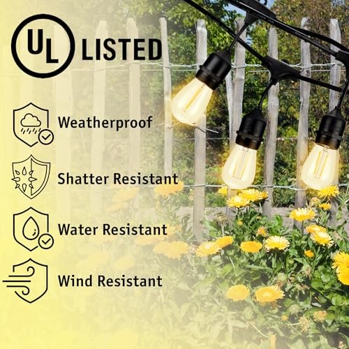 Outdoor Weatherproof Commercial LED Backyard Bistro Cafe Patio Light String, 