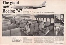Boeing 747 Vintage 1966 2pg Print Ad Jet Transportation Airliner