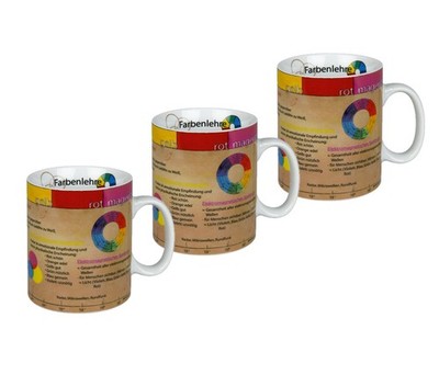Könitz 3 x Tasse Farbenlehre Wissensbecher Porzellan Tassen Set Farbe Farben