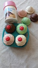 Fisher Price fun with food, 4 cupcakes in tray, 4 ice cream in container