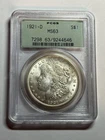 1921-D Morgan Silver Dollar PCGS MS63 Old Green Holder OGH Blast White