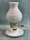 Hobnail Milk Glass 11" Lamp VTG Hurricane Electric Parlor Table Boudoir Works