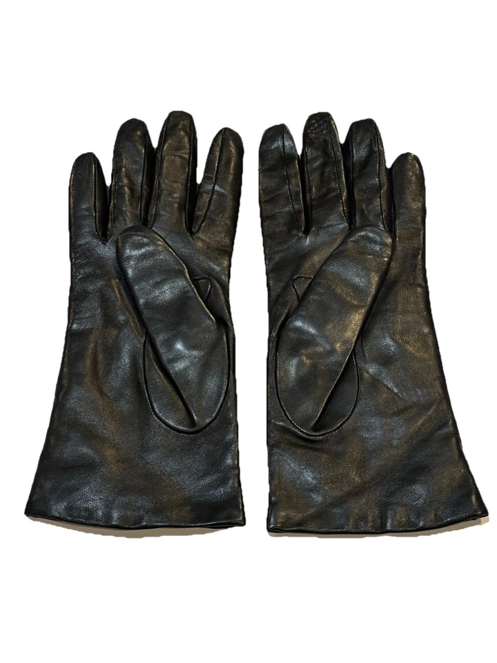 Coach Women's Black Leather Cashmere Lined Gloves Size 7 - Image 2 of 4