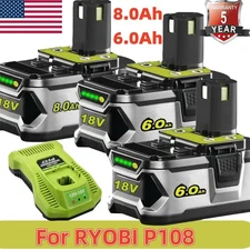 Brand NEW 8.0Ah For RYOBI Plus High Capacity Lithium Ion Battery/Charger P106