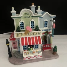 Ice Cream Parlour Lighted Christmas Village Building 