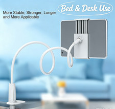 Flexible 360  Spiral Lazy Phone Stand with Sturdy Clip Base for Bed  Desk White