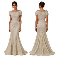 Mac Duggal NWT Embroidered Floral Rhinestone Neck Mermaid Trumpet Gown Size 2