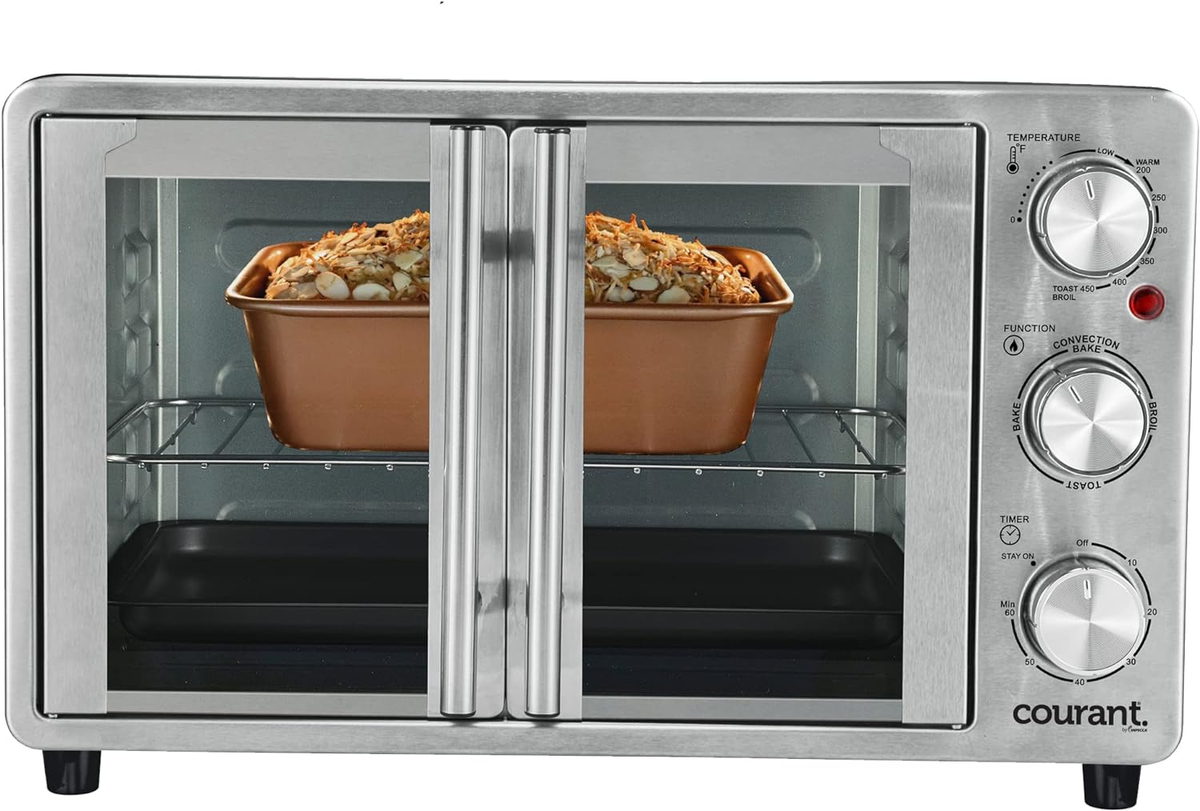 French Door Convection Toaster Oven Broiler, Bake Broil Toast Oven, Fits  9X13’
