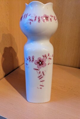 Lichte Fine China Blumenvase - florales Dekor - 21,5 cm - DDR Porzellan