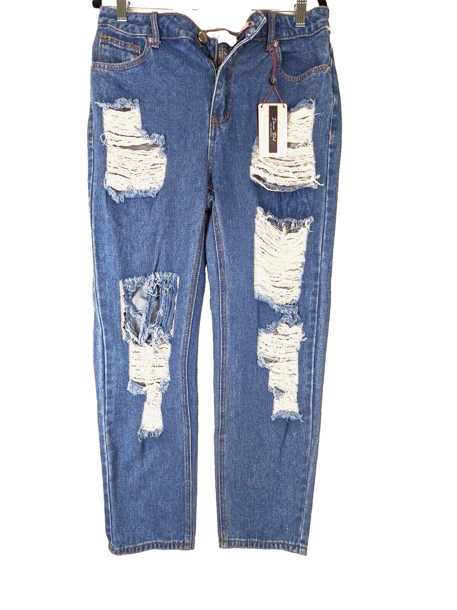 Boyfriend By Denim Blvd Los Angeles Ripped Blue Jeans Size NWT