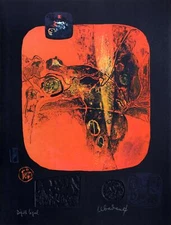 Lebadang (aka Hoi), Landscape in Orange, Lithograph with Embossing, signed and n