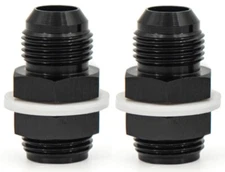 2PCS AN10 Black Flare Fuel Cell Bulkhead Fitting With Teflon Washer 10AN 