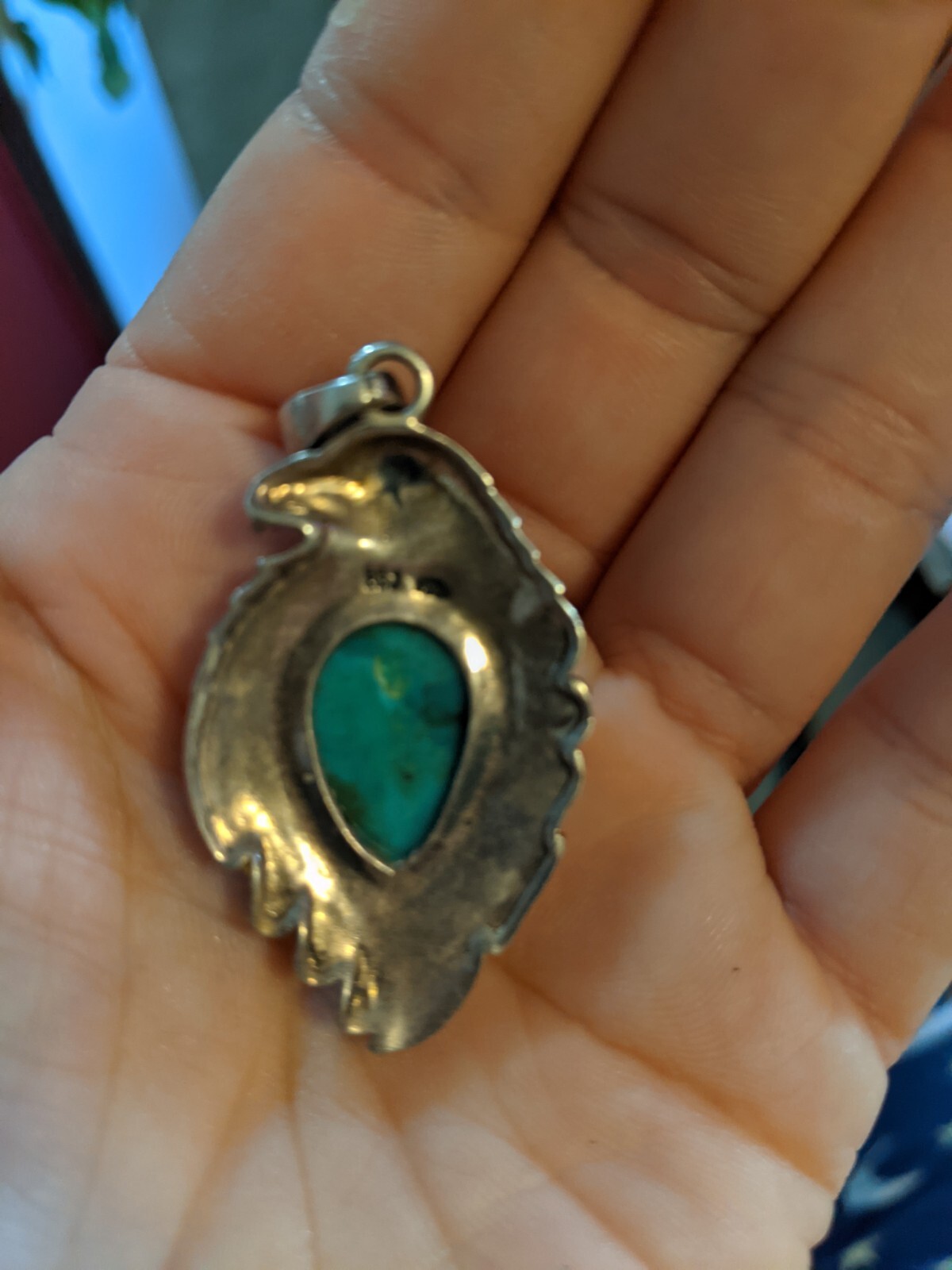 Silver Turquoise Eagle Pendant - image 3