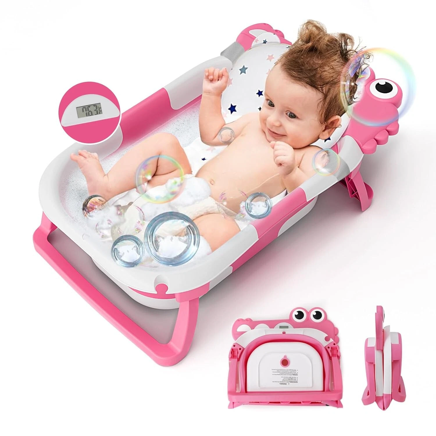 Alligator Collapsible Baby Bathtub for Newborn with Thermometer & 1 Soft Floatin
Opens in a new wind