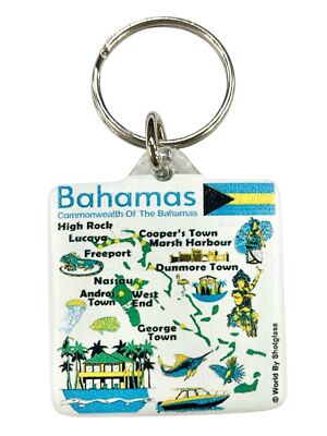 BAHAMAS MAP ACRYLIC SQUARE KEYCHAIN 1.5'' X 1.5''