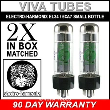 New Current Matched Pair (2) Electro-Harmonix EL34 Small Bottle Vacuum Tubes