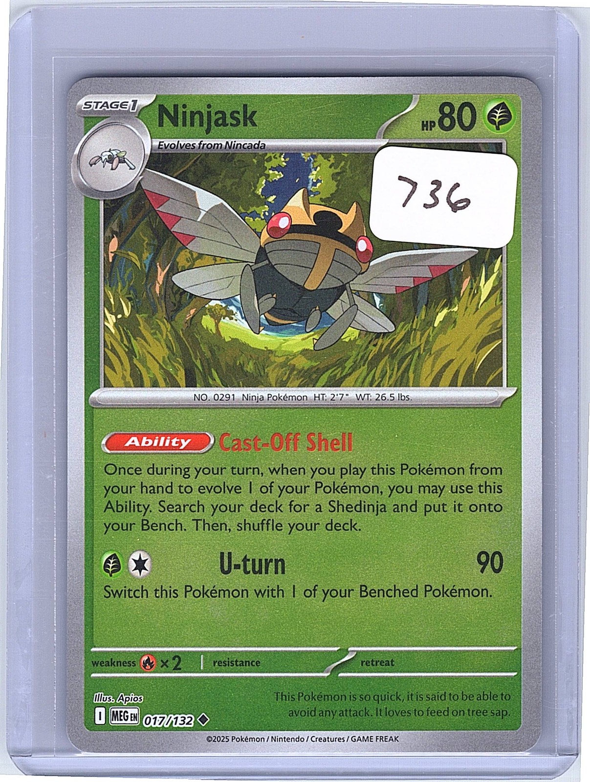 Ninjask - Reverse Holo Uncommon ME01: Mega Evolution 017/132 NM