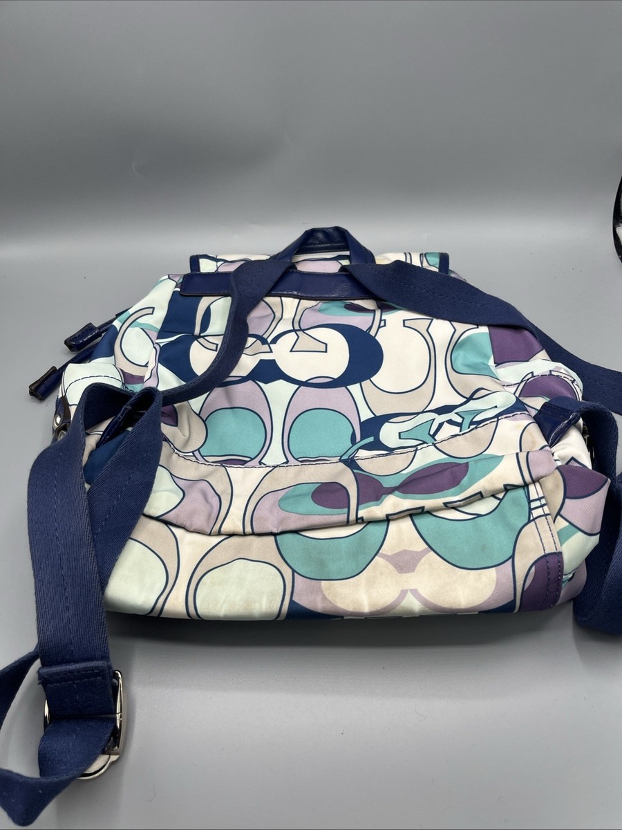 Coach Kyra Scarf Blue and Purple Patterned Backpack | eBay display picture 3