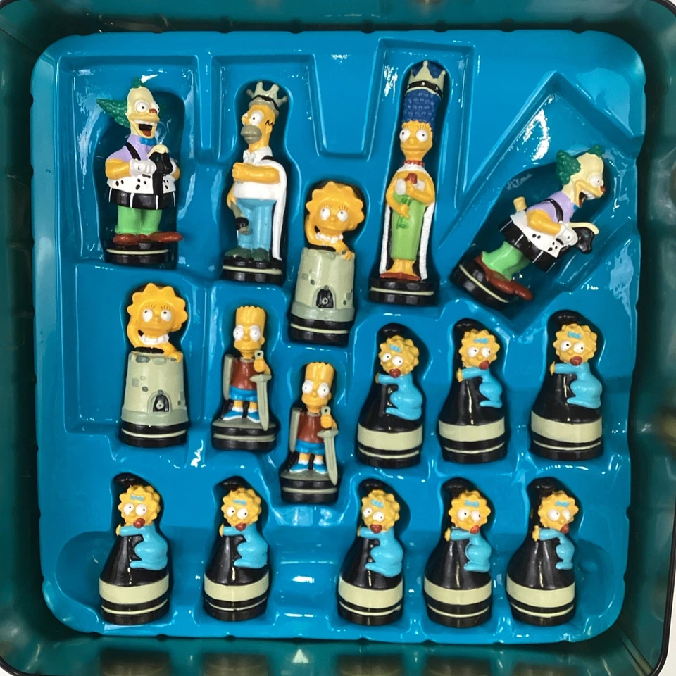 The Simpsons Chess Set Collector Tin Storage Box Vintage 1998 90s Toy Homer Bart - Image 4 of 4