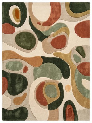 Hand Tufted Organic Shape Rug Mid Century Abstract Area Rug with Geometri Design