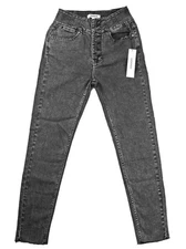 Vigoss Womens Size 27 Jeans Rebel Skinny Raw Hem Button Fly Washed Black $84 NEW