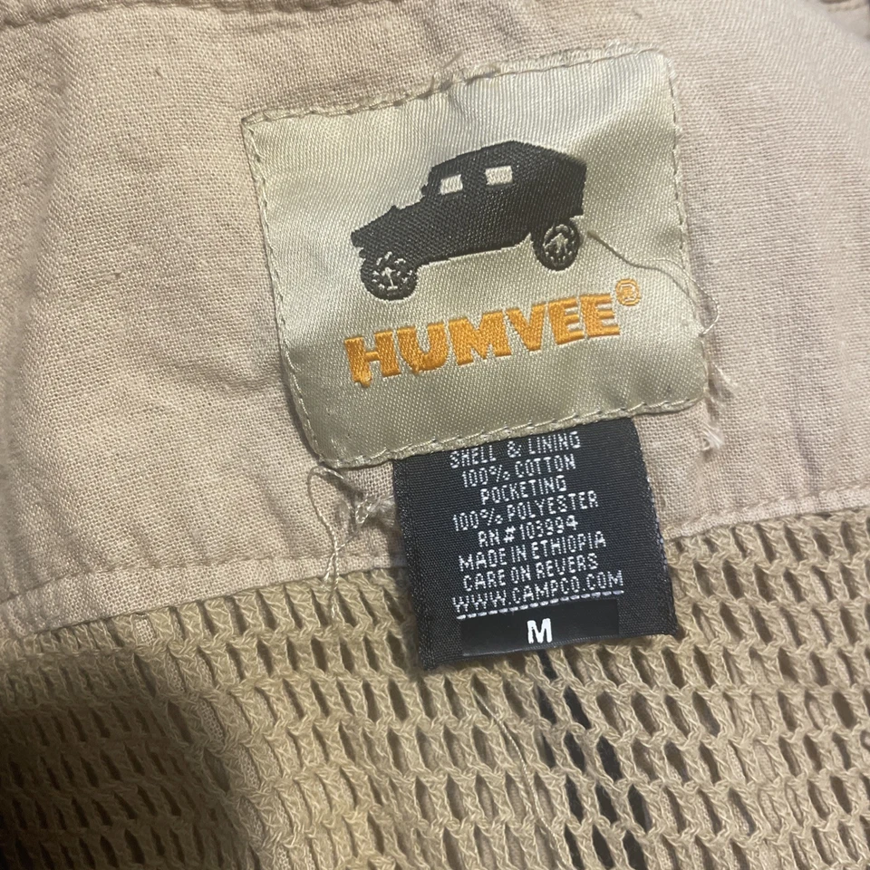 Humvee Safari Vest Mens Med Khaki Tan Multi Pocket Utility Photography Outdoor - Image 2 of 4