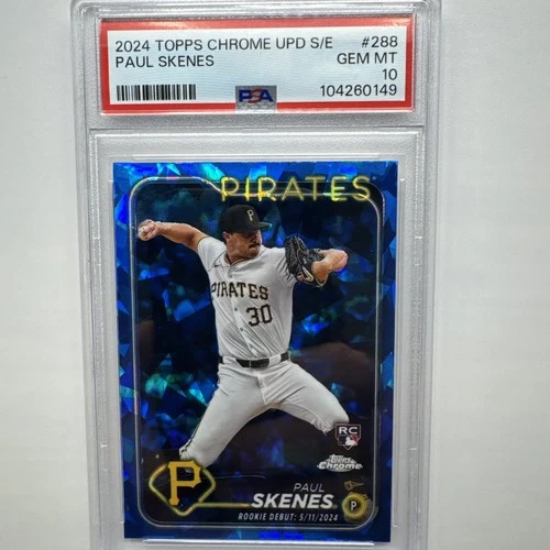 PAUL SKENES RC 2024 TOPPS CHROME SAPPHIRE UPDATE SERIES #288  PSA 10