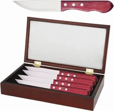 Utica Big Red Kitchen Steak Knife Set Partially Serrated Full Blade- 75-840529S4