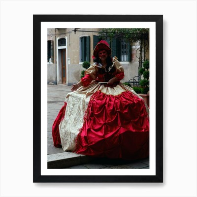 Venedig Karneval Kostüm Frau Kleid gerahmt Wandbild Poster Leinwanddruck Bild