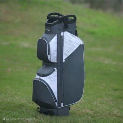 15-Way Golf Cart Bag With Cooler & Shoe Pocket, Rain Hood & Putter Well (Gray)
