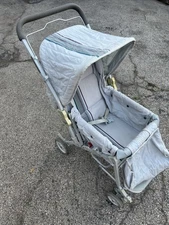 Vintage Gray Strolee Stroller Infant Toddler Foldable Lay Back  1980’s Style