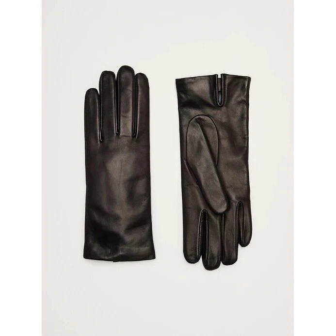 Banana Republic Leather Gloves L Black Cashmere Lined Sheepskin Dress Winter