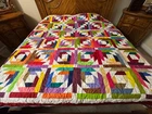Queen size  machine pieced and quilted  Patchwork quilt#MY -008