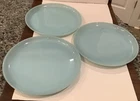 3 - Fire King ovenware  Delphite Blue Milk Glass 9" Dinner/luncheon Plates ~ USA