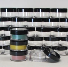 Plastic Cosmetic Jars Empty Beauty Lip Containers Black Lids 10 Gram Ml (5) 5068