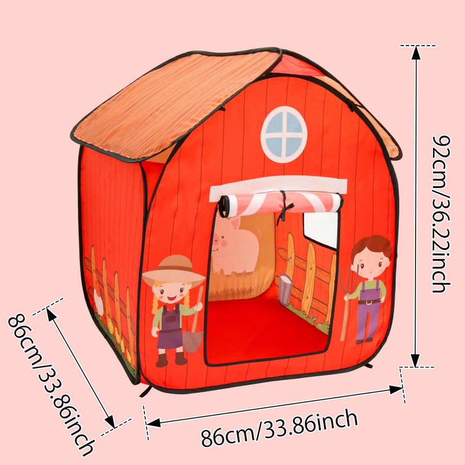 Kids Play Tent Pop Up Barn Play Tent Foldable Portable Playhouse Tent