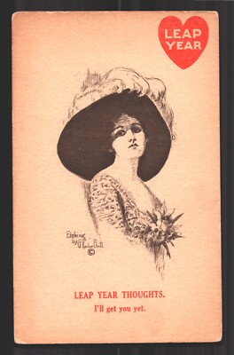 Leap Year Thoughts I'll Get You Yet Antique Postcard c.1910 G Reiter Brill