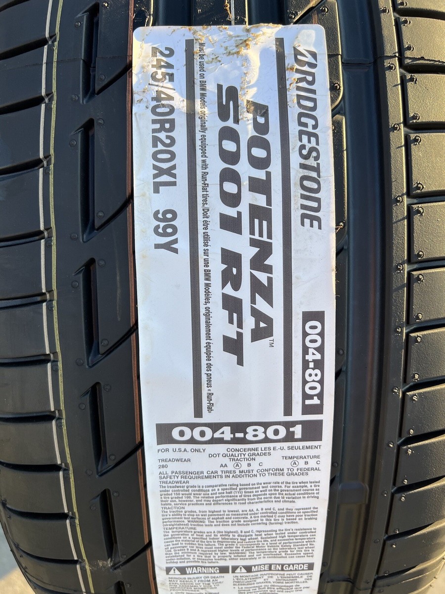 TWO BRAND NEW 245/40R20 99Y Bridgestone Potenza S001 RFT Run Flat