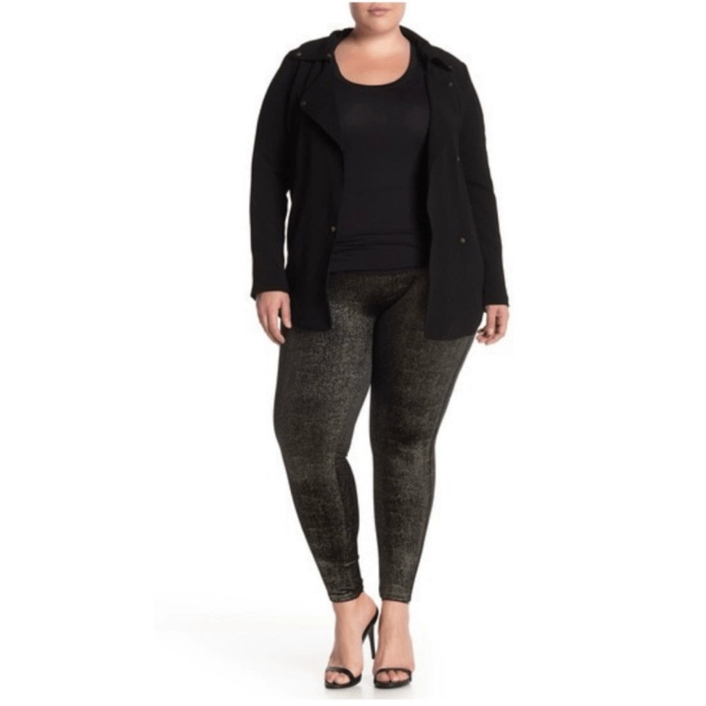 Spanx Shape Velvet Shine Legging size 3X Black Gold Metallic