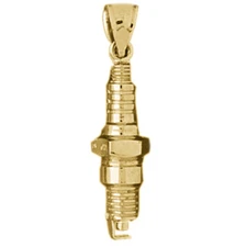New 14k Yellow Gold 3-D Spark Plug Pendant