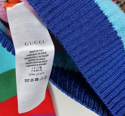 NWT Gucci Rainbow Stripe Sequin Embroidered Tiger Wool Sweater