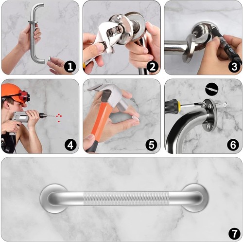 Haltegriffe Dusche Edelstahl 40 cm Rutschfest Sicherheitsgriff Bad - Bild 8 von 10