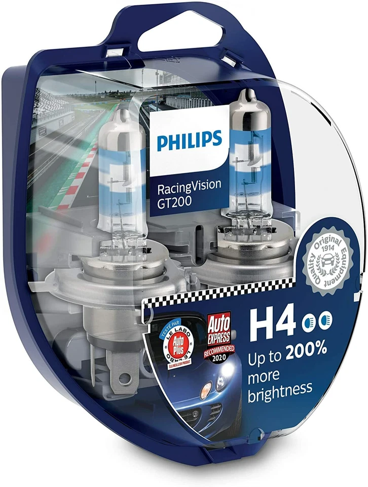 Racing Vision Gt200 P43t-38 Phare H4 12342rgts2 60/55w Philips