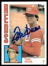 1984 Topps Baseball Tom Hume Auto Cincinnati Reds #607 Signed