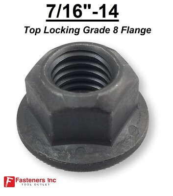 (Choose Qty) 7/16-14 Grade G (Hardened) Flange Locking Nut Black Phos Oil 7/16''