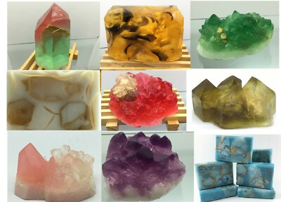 Huge Natural Luxury Gemstones Crystal Geodes Soap Rocks.Made In US.5-8oz each